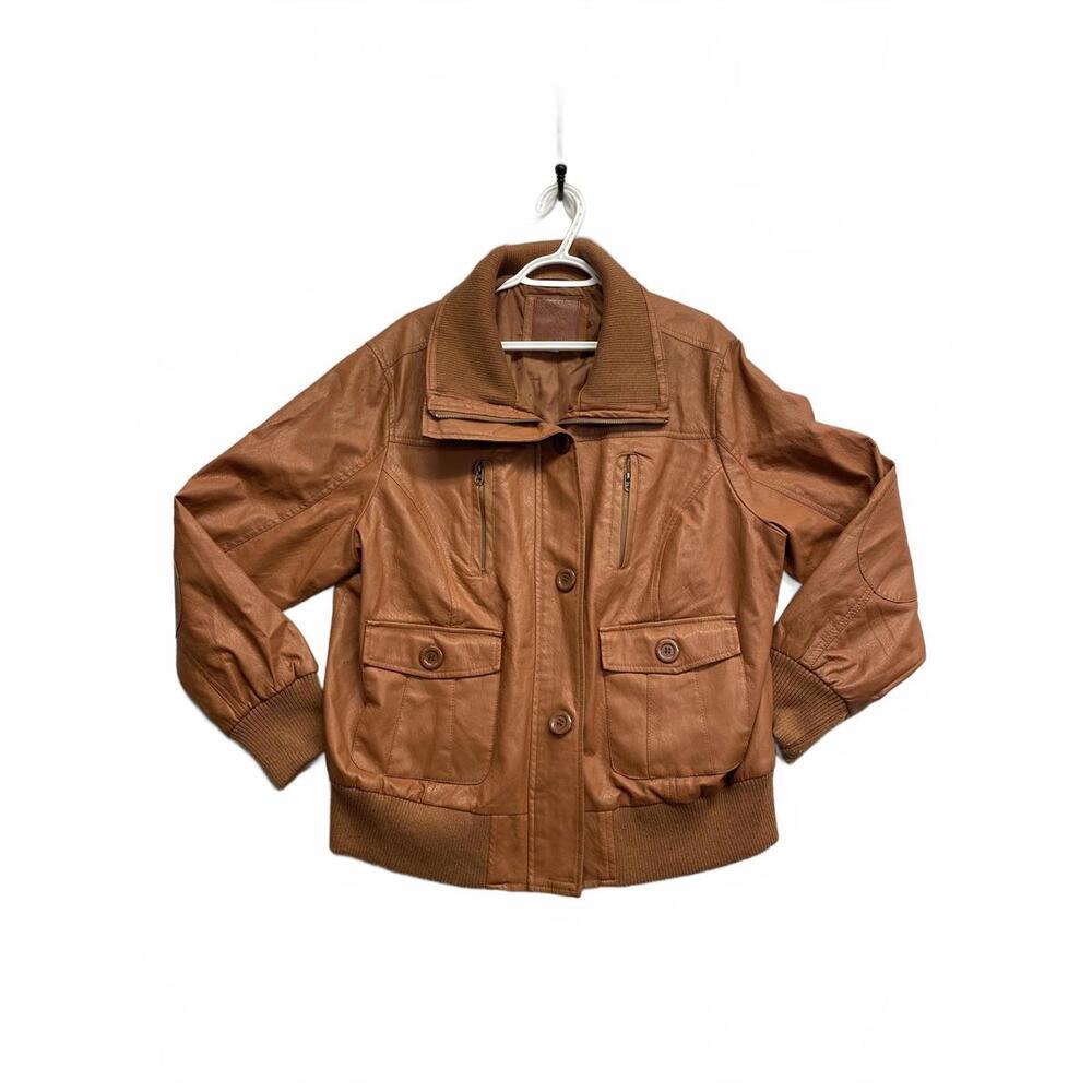 Beverly Hills Polo Club Mens Faux Leather Jacket with Ribbed Cuffs and Hem 3XL